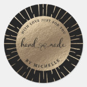 Handgemaakt met de gouden zonnecirkel van de Liefd Ronde Sticker (Voorkant)