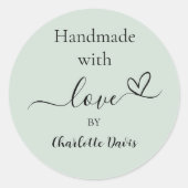 Handgemaakt met de groene naam van het liefdesmerk ronde sticker (Voorkant)