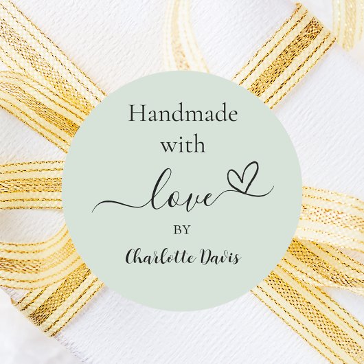 Handgemaakt met de groene naam van het liefdesmerk ronde sticker