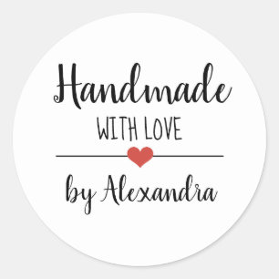 Handgemaakt met de hand van een gebruiksvriendelij ronde sticker