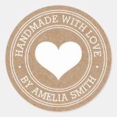 Handgemaakt met de look love Kraft paper Ronde Sticker (Voorkant)