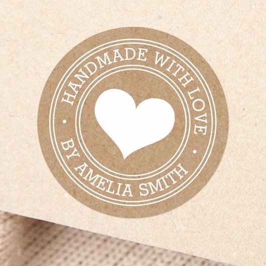 Handgemaakt met de look love Kraft paper Ronde Sticker
