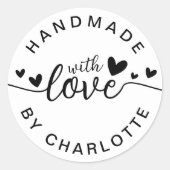 Handgemaakt met de naam Liefde Aangepaste Naam Ronde Sticker (Voorkant)