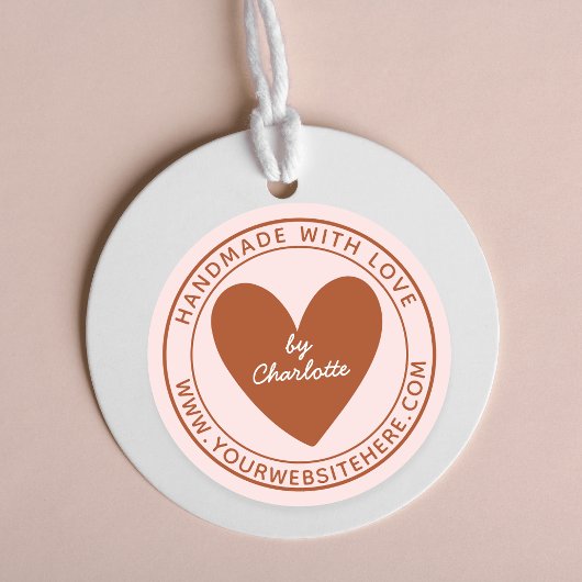 Handgemaakt met de naam van het liefdeshart URL Te Ronde Sticker