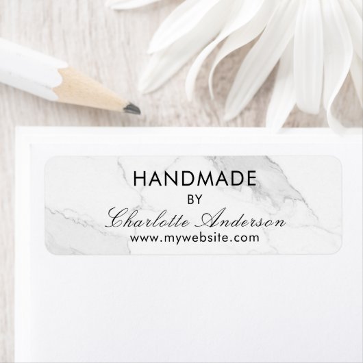Handgemaakt met de naam witte marmer etiket (Insitu)