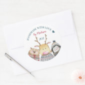 Handgemaakt met de winter van de liefdesdieren ronde sticker (Envelop)