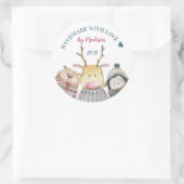 Handgemaakt met de winter van de liefdesdieren ronde sticker (Tas)