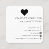 Handgemaakt met een eenvoudig wit, zwart, liefhebb vierkante visitekaartje (Achterkant)