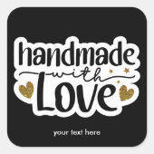 Handgemaakt met een liefdessticker vierkante sticker (Voorkant)