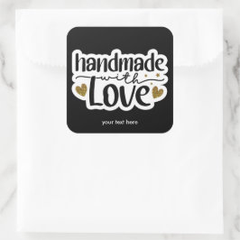 Handgemaakt met een liefdessticker vierkante sticker