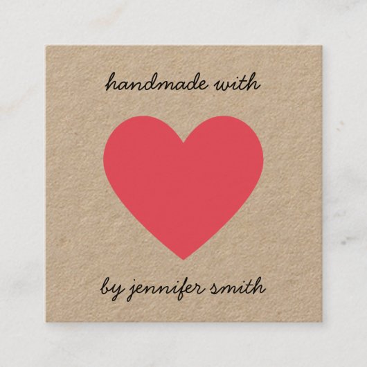 Handgemaakt met een Red Heart Earring Studs Displa Vierkante Visitekaartje (Voorkant)