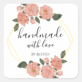 Handgemaakt met een vierkant sticker voor liefdess