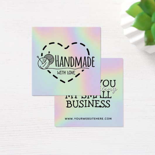 Handgemaakt met handgemaakt liefdesvak bedankt vierkante visitekaartjes (Bureau)