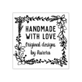 Handgemaakt met handschrift Floral Square Handmade Rubberstempel (Afrduk)