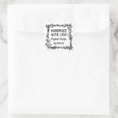 Handgemaakt met handschrift Floral Square Handmade Vierkante Sticker (Tas)