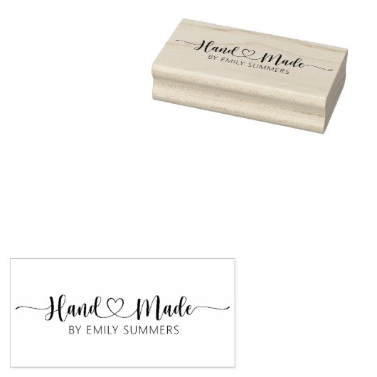 Handgemaakt Met Hart op aangepaste naam Rubberstempel (Gestempeld)