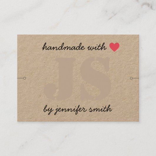 Handgemaakt met Heart Bracelet Display Card Holder Visitekaartje (Voorkant)