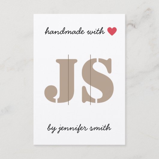 Handgemaakt met Heart Hair Clip Display Card Holde Informatiekaartje (Voorkant)