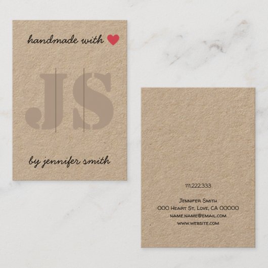 Handgemaakt met Heart Hair Clips Display Kaart Hou Visitekaartje (Voorkant / Achterkant)