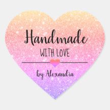 Handgemaakt met het liefdesregenbooglitterscript