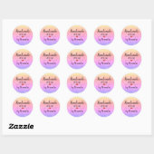 Handgemaakt met het liefdesregenbooglitterscript ronde sticker (Vel)