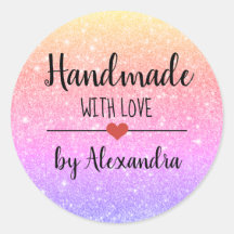 Handgemaakt met het liefdesregenbooglitterscript