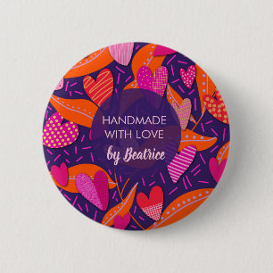 Handgemaakt met het 'Love Modern Hearts Pattern' Ronde Button 5,7 Cm