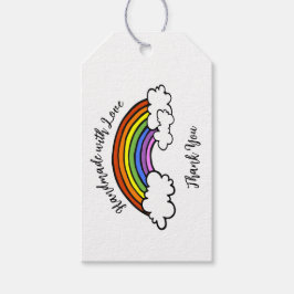 Handgemaakt met Label met liefdesregenboogschaar Cadeaulabel