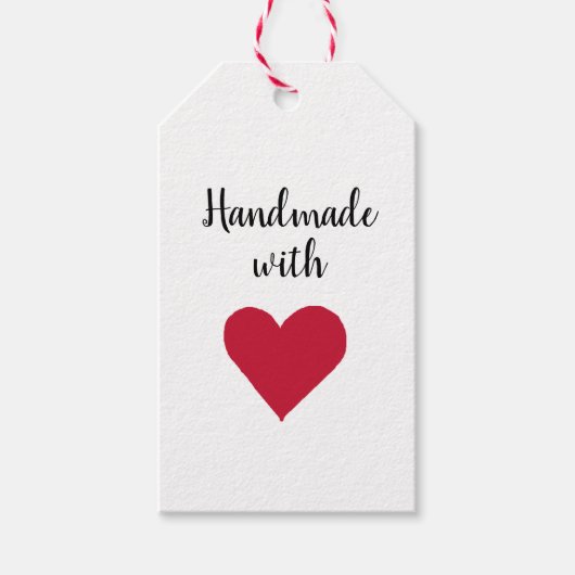 Handgemaakt met Label met Love Heart Gift Cadeaulabel (Voorkant)