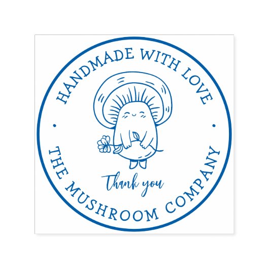Handgemaakt met label voor Love Cute Mushroom Zelfinktende Stempel (Design)