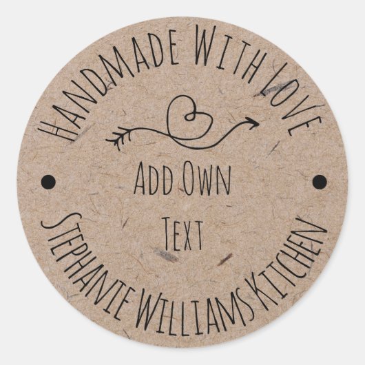 Handgemaakt met label voor Love Kraft Paper | Hand (Voorkant)