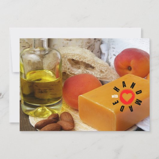 Handgemaakt met lak-soapmaker peach-amandelolie bedankkaart (Voorkant)