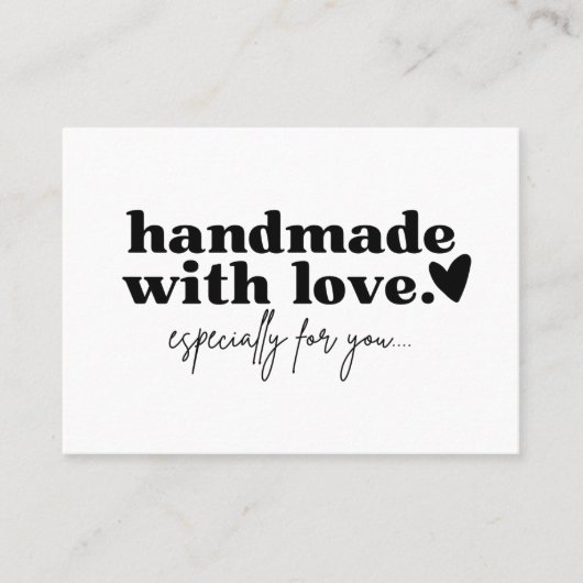 Handgemaakt met liefde | Aangepast Logo zwart-wit Visitekaartje (Voorkant)