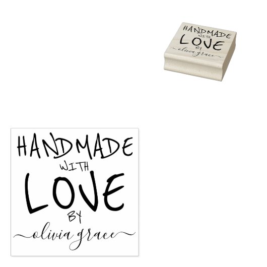 Handgemaakt met liefde aangepaste gepersonaliseerd rubberstempel (Gestempeld)