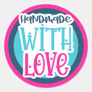 Handgemaakt met liefde - aangepaste kleuren ronde sticker