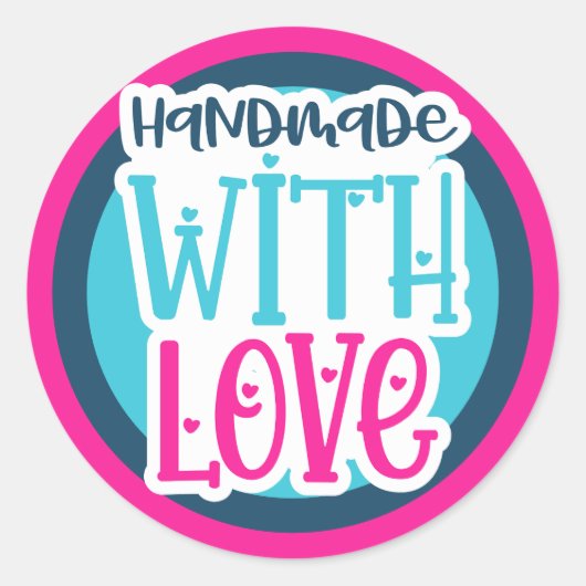 Handgemaakt met liefde - aangepaste kleuren ronde sticker (Voorkant)