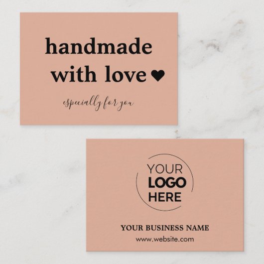 Handgemaakt met liefde | Aangepaste Logo Pink Visitekaartje (Voorkant / Achterkant)