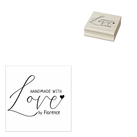 Handgemaakt met liefde, aangepaste minimalistische rubberstempel (Gestempeld)
