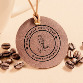 Handgemaakt met liefde | Aangepaste naam Sociale h Rubberstempel