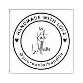 Handgemaakt met liefde | Aangepaste naam Sociale h Rubberstempel (Afrduk)