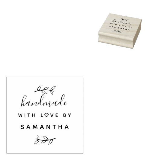 Handgemaakt met liefde | Aangepaste productverpakk Rubberstempel (Gestempeld)