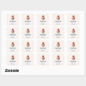 Handgemaakt met liefde Aardbei Cupcake Dessert Vierkante Sticker (Vel)