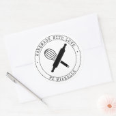 Handgemaakt met liefde bakken gepersonaliseerde St Ronde Sticker (Envelop)