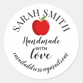 Handgemaakt met liefde bedrijfsnaam apple ronde sticker