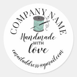 Handgemaakt met liefde bedrijfsnaam ronde sticker
