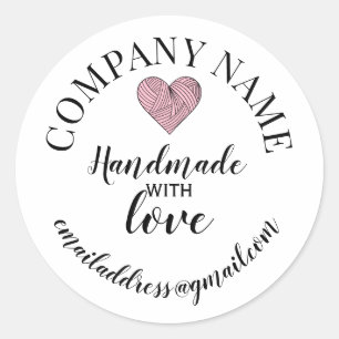 Handgemaakt met liefde bedrijfsnaam ronde sticker