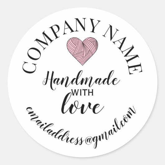 Handgemaakt met liefde bedrijfsnaam ronde sticker (Voorkant)