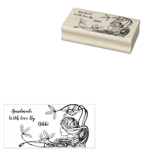 Handgemaakt met liefde bloemenstempel rubberstempel (Gestempeld)