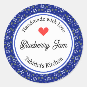 Handgemaakt met liefde Blueberry Jam Muffin Custom Ronde Sticker