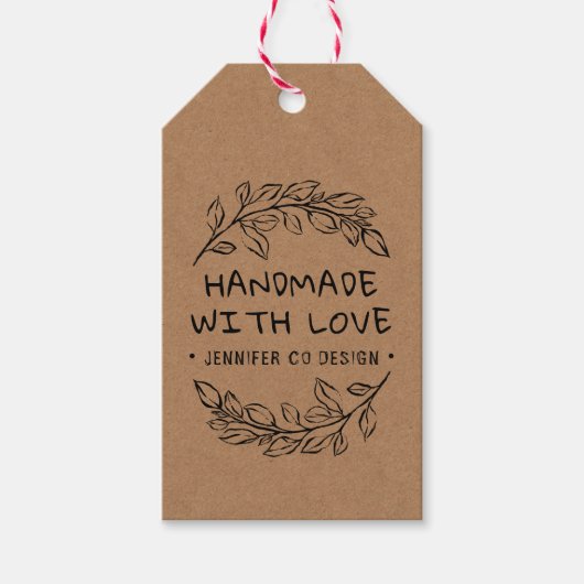 Handgemaakt Met Liefde  Botanisch Cadeaulabel (Voorkant)